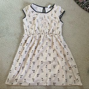 White Cat Print Midi Dress